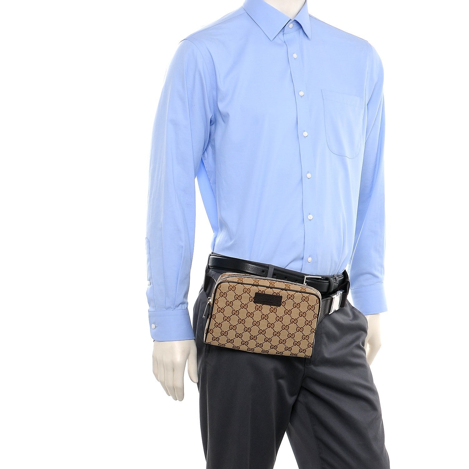 Gucci Monogram Dollar Calfskin Belt Bag Beige Ebony Testa di Moro Marrone Scuro 2 of 9