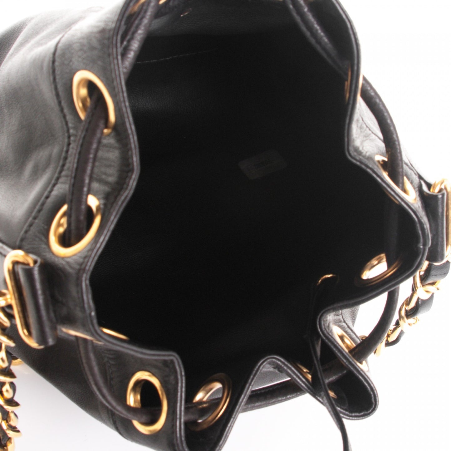 Lambskin CC Drawstring Shoulder Bag Black