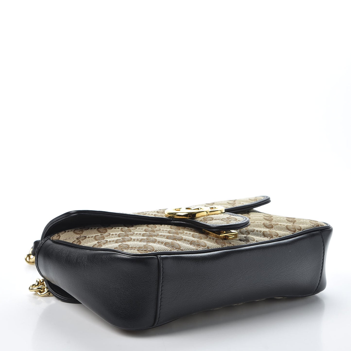 Monogram Matelasse Diagonal Small GG Marmont Shoulder Bag Beige Black