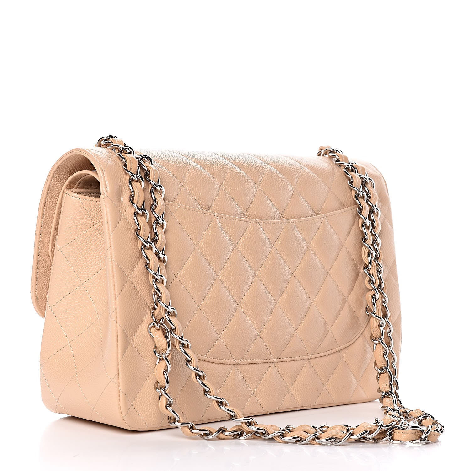 Chanel Caviar Quilted Jumbo Double Flap Beige 3 of 12