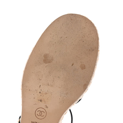 Chanel Satin Grosgrain CC Espadrilles Wedges 37 Black 10 of 13