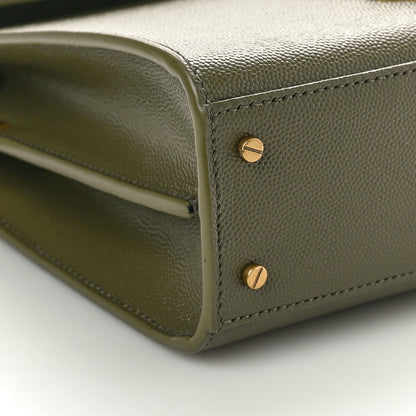 Saint Laurent Grain de Poudre Mini Classic Monogram Cassandra Top Handle Olive 9 of 10