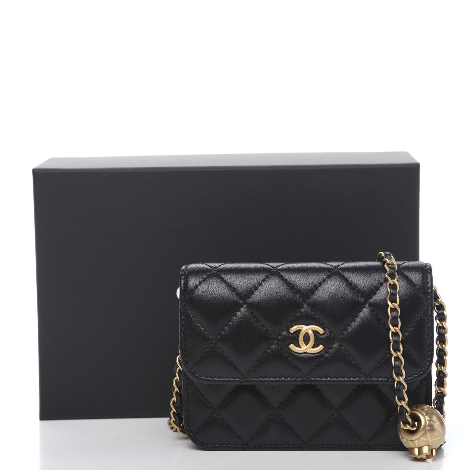 Chanel Lambskin Quilted Pearl Crush Clutch With Chain Black 8 of 8