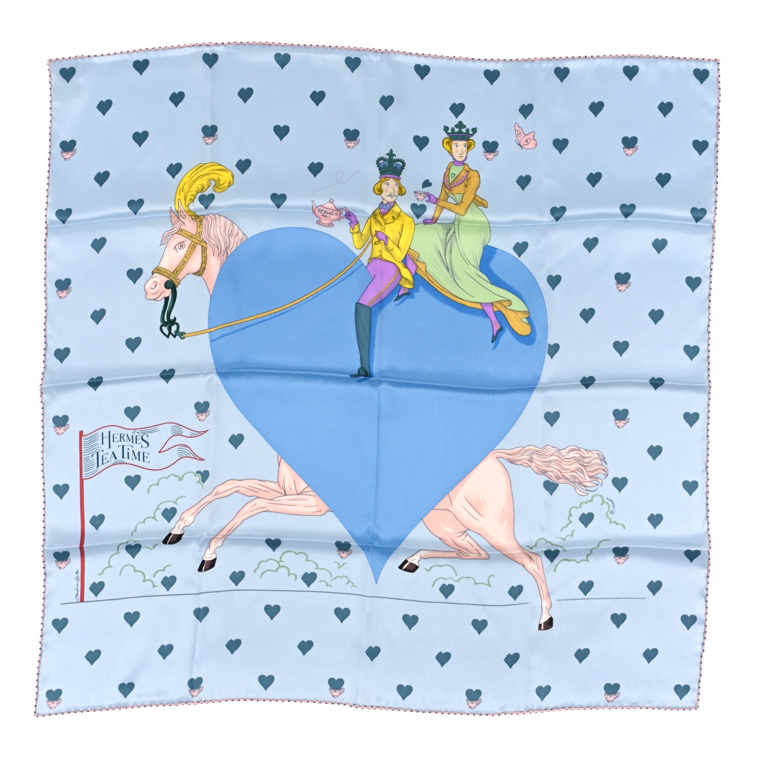 Hermes Silk Tea Time Scarf 70 Bleu Ciel Bleu Azur 1 of 4