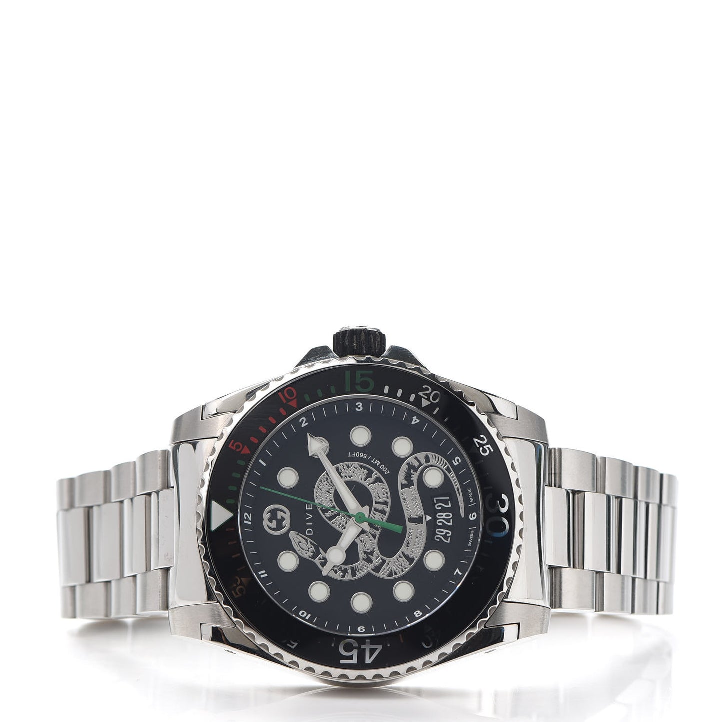 Stainless Steel 45mm Dive Snake Quartz Watch Black