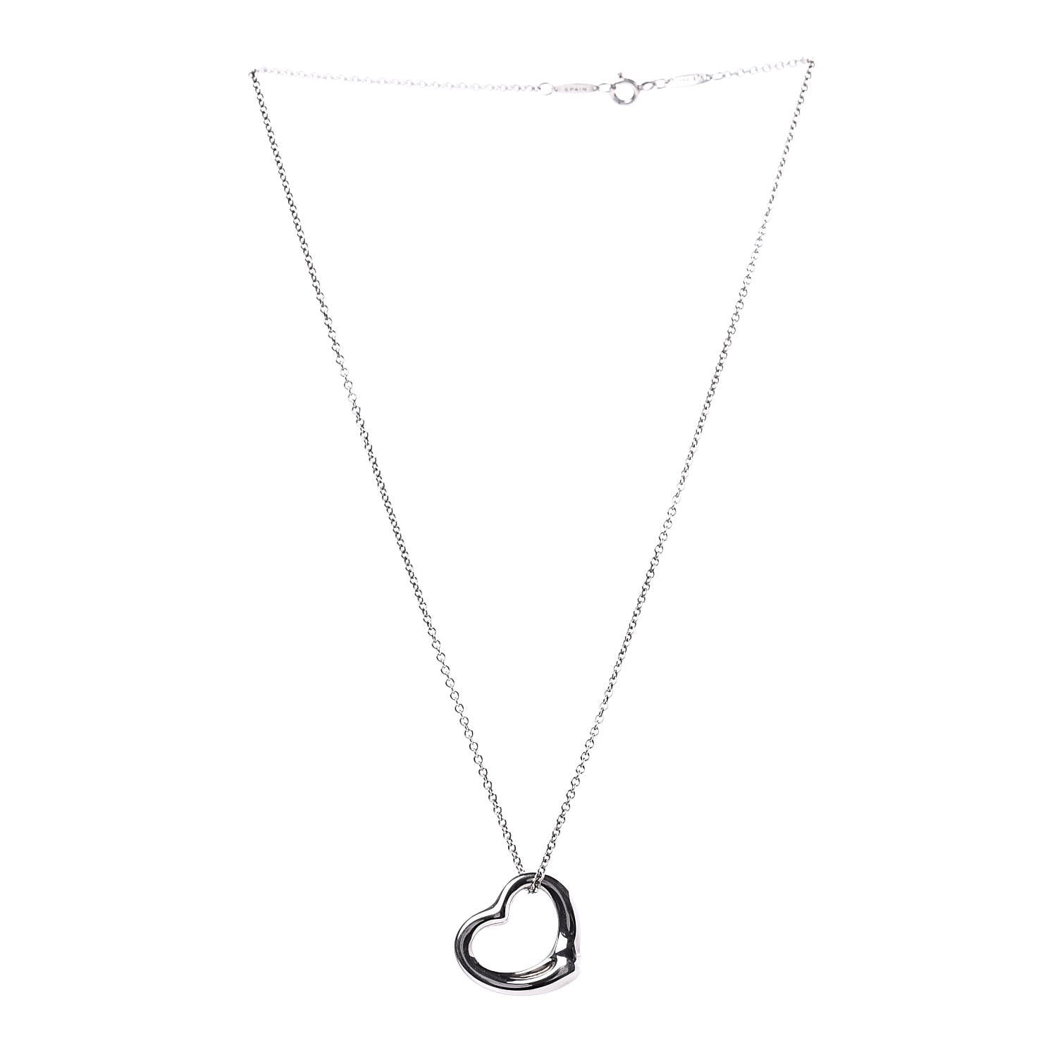 Tiffany Sterling Silver 22mm Elsa Peretti Open Heart Pendant Necklace 3 of 9