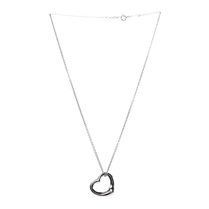 Tiffany Sterling Silver 22mm Elsa Peretti Open Heart Pendant Necklace 3 of 9