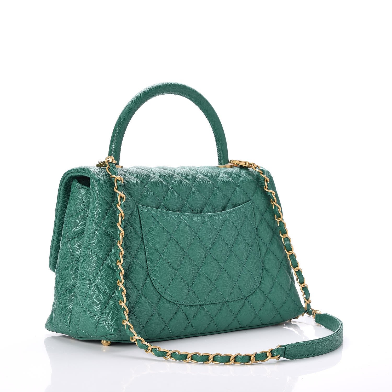 Chanel Caviar Quilted Small Coco Handle Flap Green 3 of 10