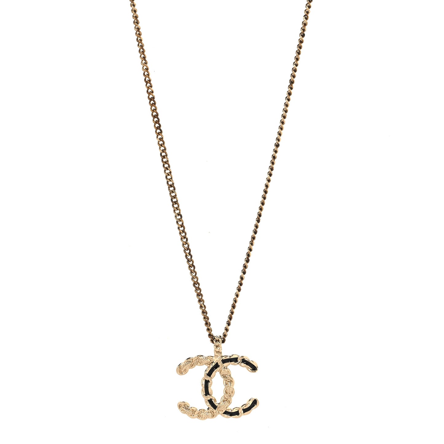 Enamel Metal Chain French New Wave CC Necklace Black Gold