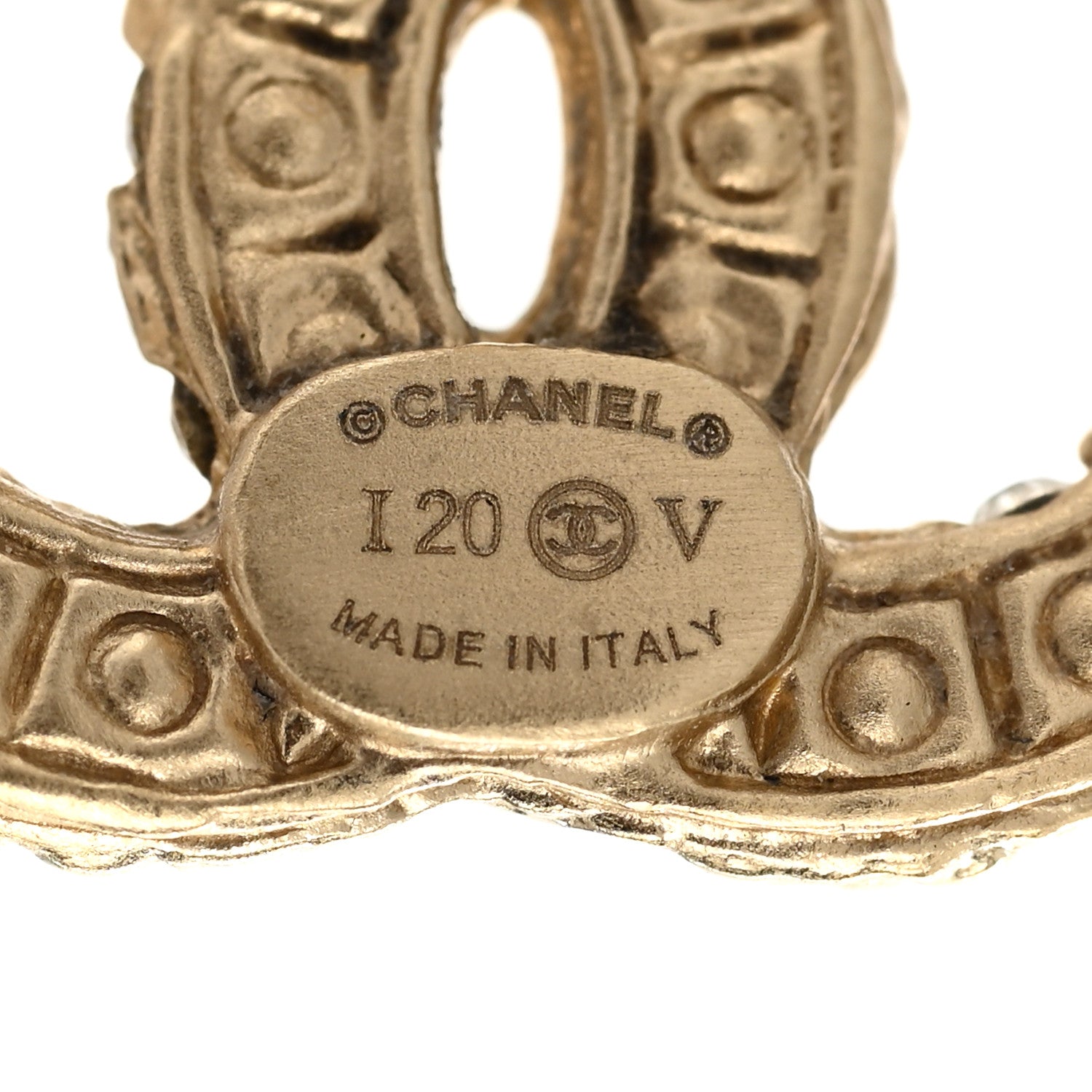 Chanel Metal Graduated Pearl Crystal CC Earrings Light Gold 4 of 5