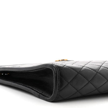 Saint Laurent Lambskin Quilted Monogram Baby Victoire Chain Clutch Bag Black 9 of 10