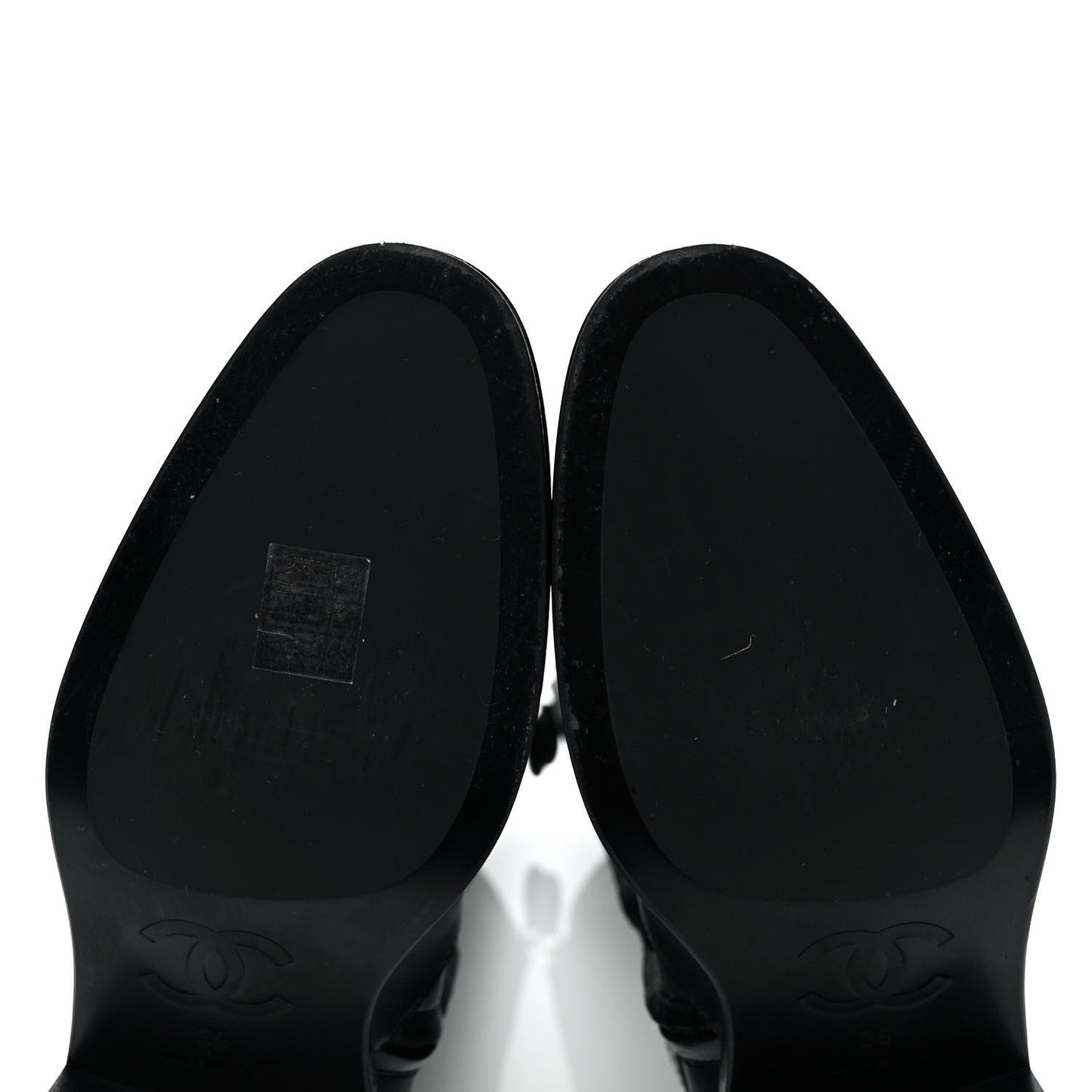 Calfskin Chain High Boots 39 Black