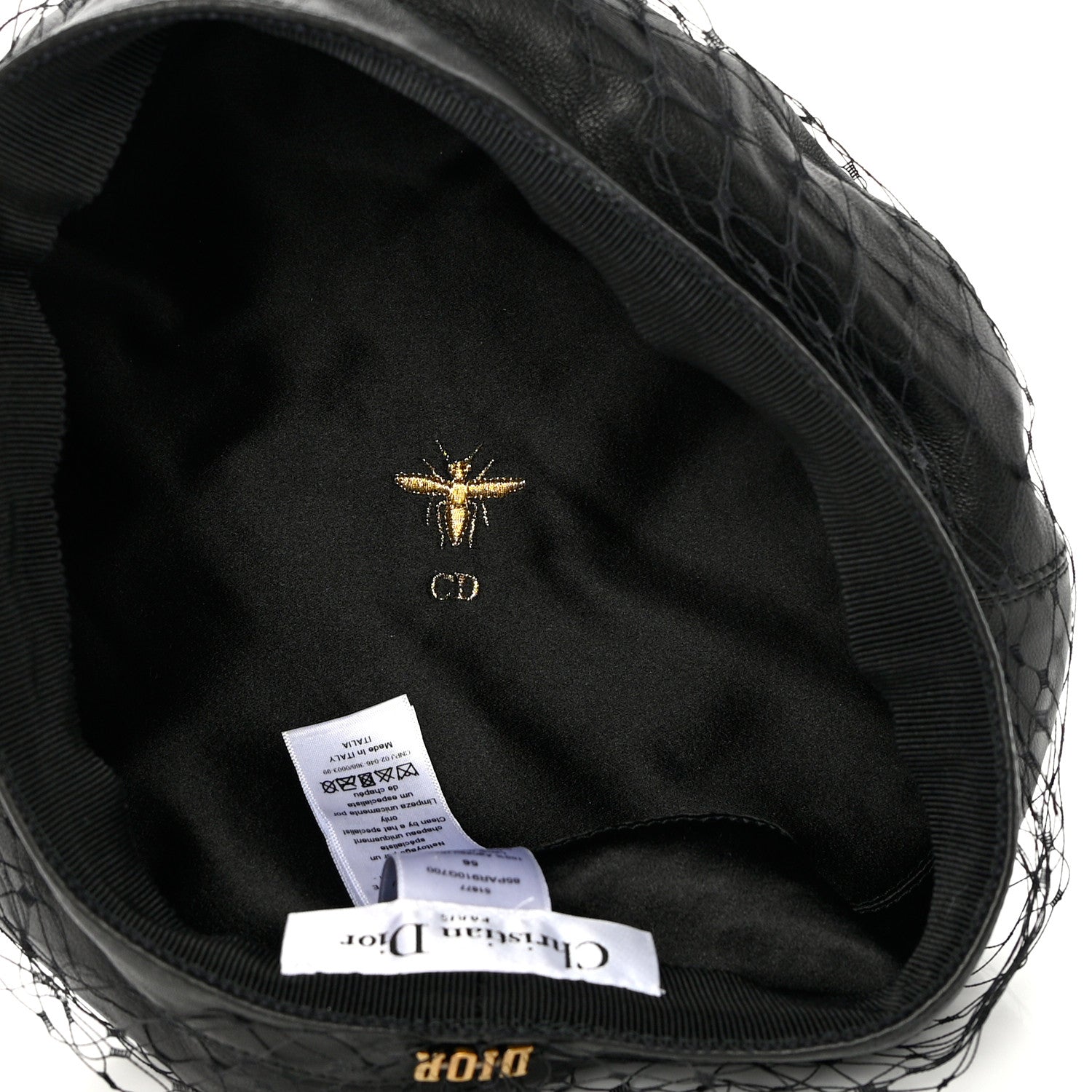 Christian Dior Lambskin Arty Beret Cap with Veil 56 Black 6 of 11