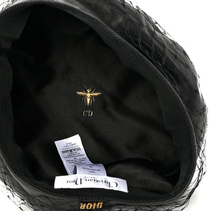 Christian Dior Lambskin Arty Beret Cap with Veil 56 Black 6 of 11