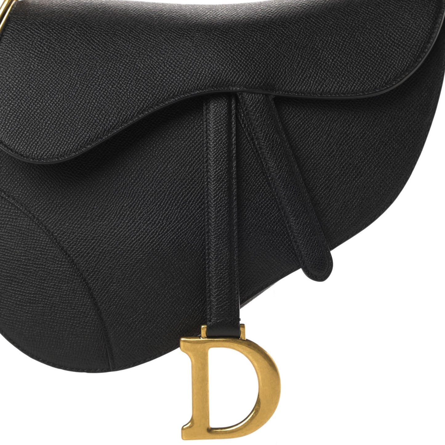 Grained Calfskin Saddle Bag Black