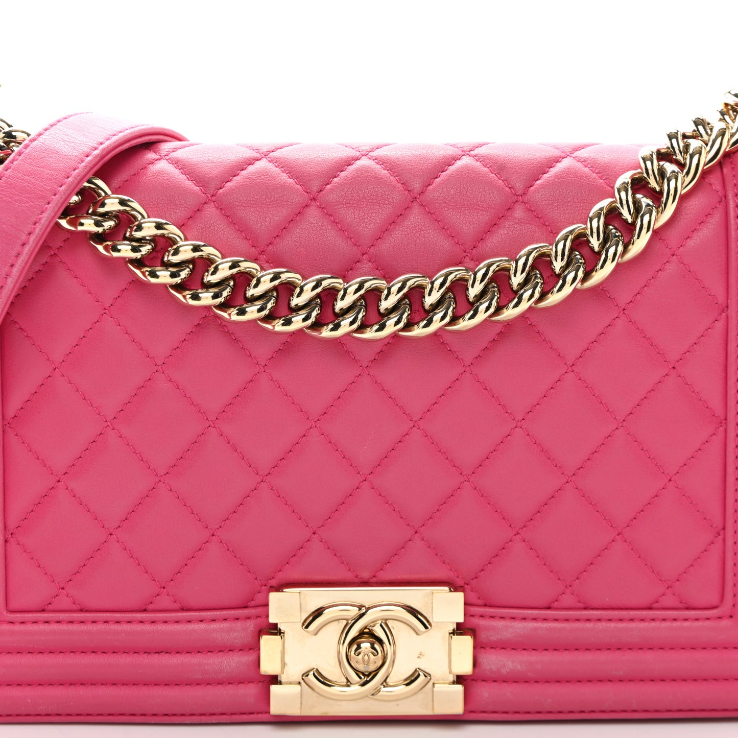 Lambskin Quilted Medium Boy Flap Pink