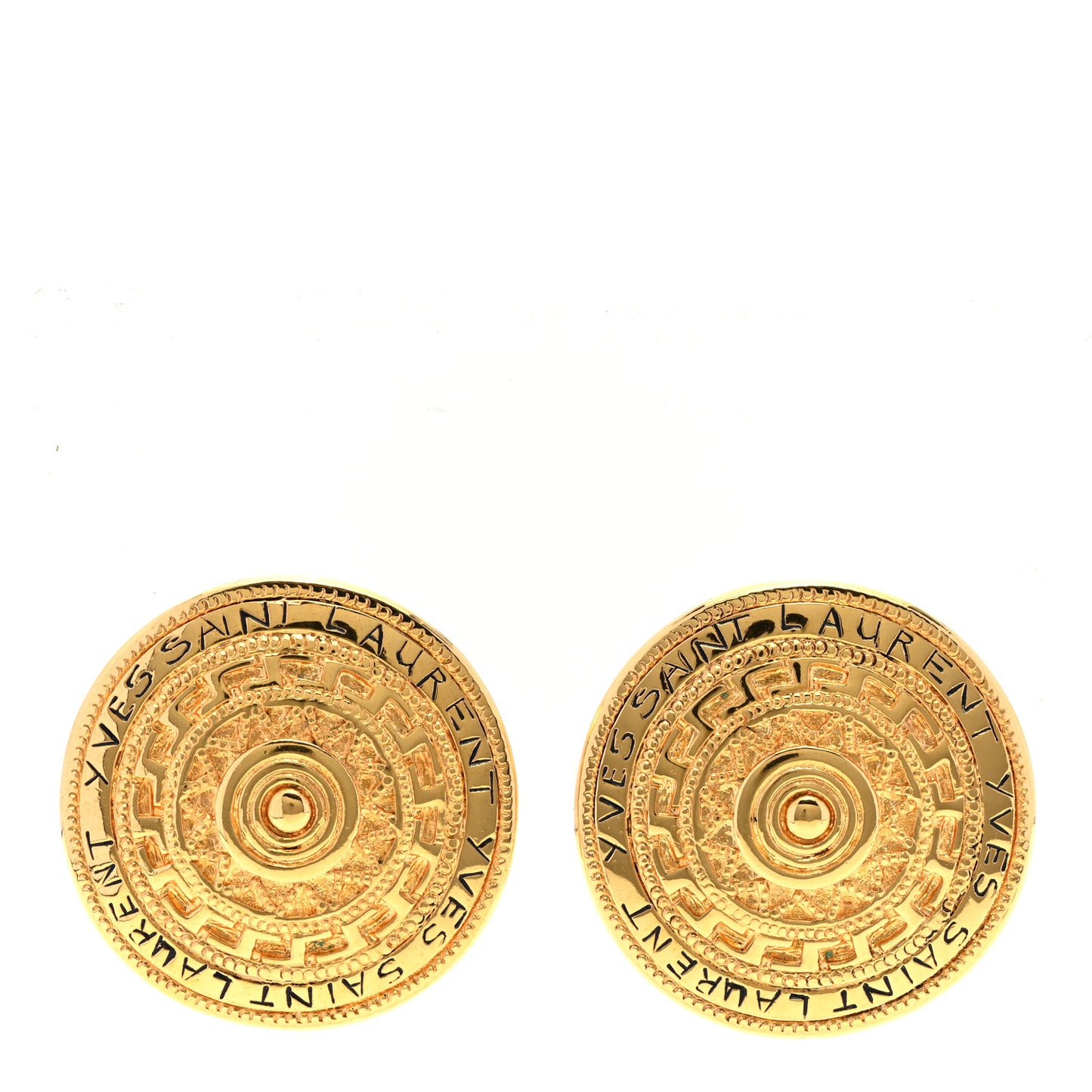 Medallion Clip On Earrings Gold