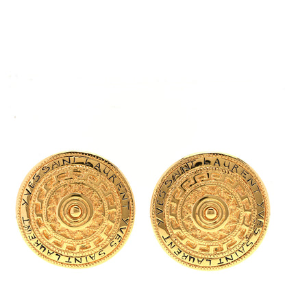 Saint Laurent Medallion Clip On Earrings Gold 1 of 3