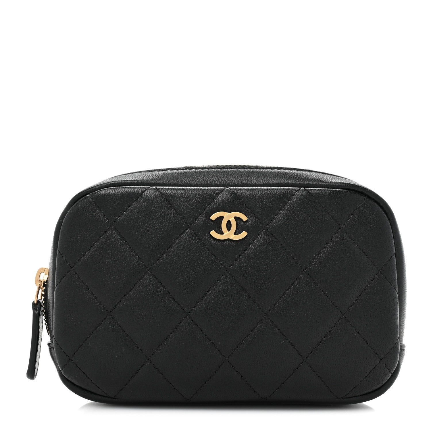 Chanel Lambskin Quilted Small Curvy Pouch Cosmetic Case Black 1 of 10