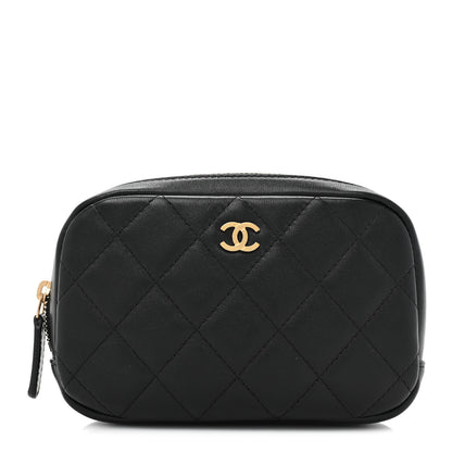 Chanel Lambskin Quilted Small Curvy Pouch Cosmetic Case Black 1 of 10