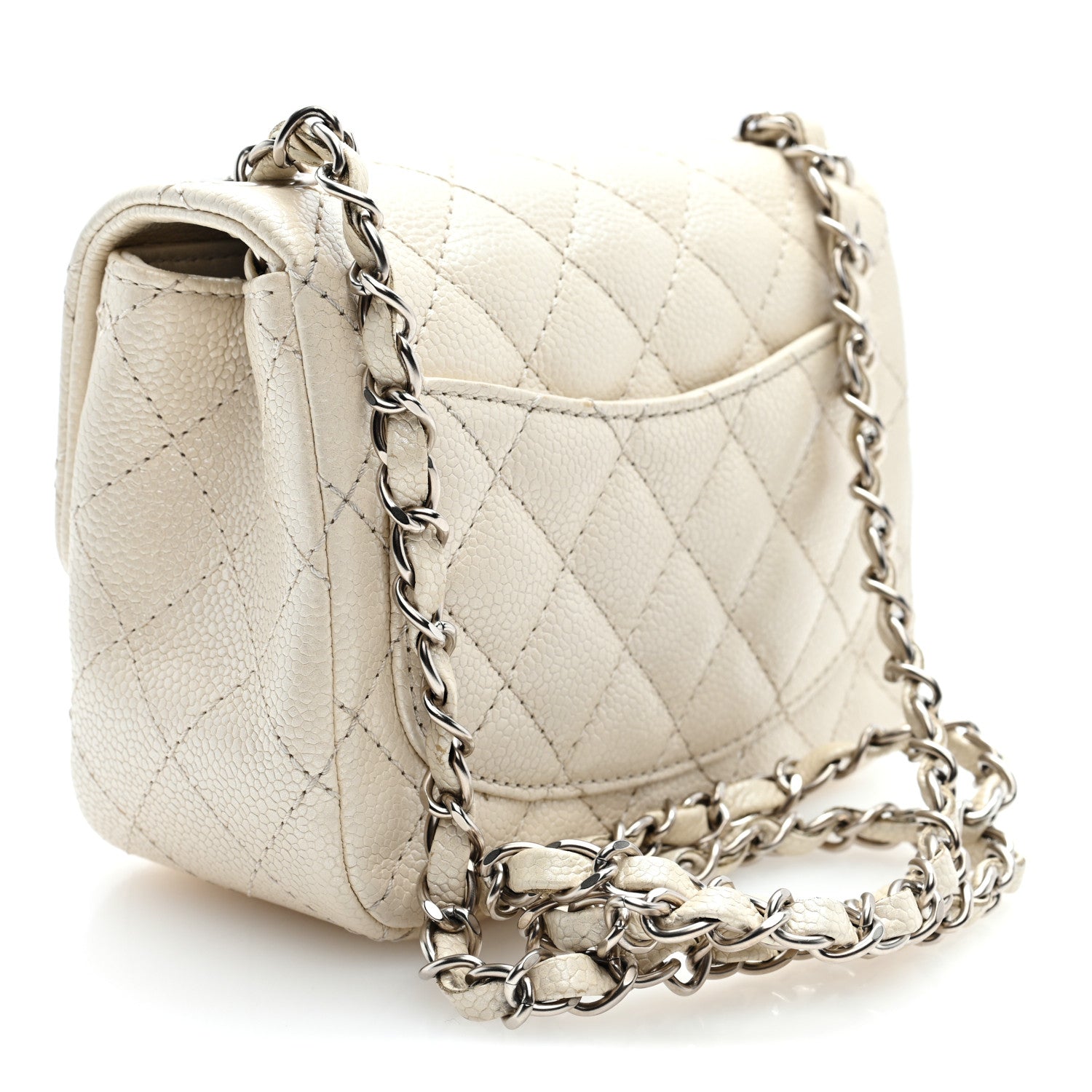 Chanel Iridescent Caviar Quilted Mini Square Flap White 3 of 10