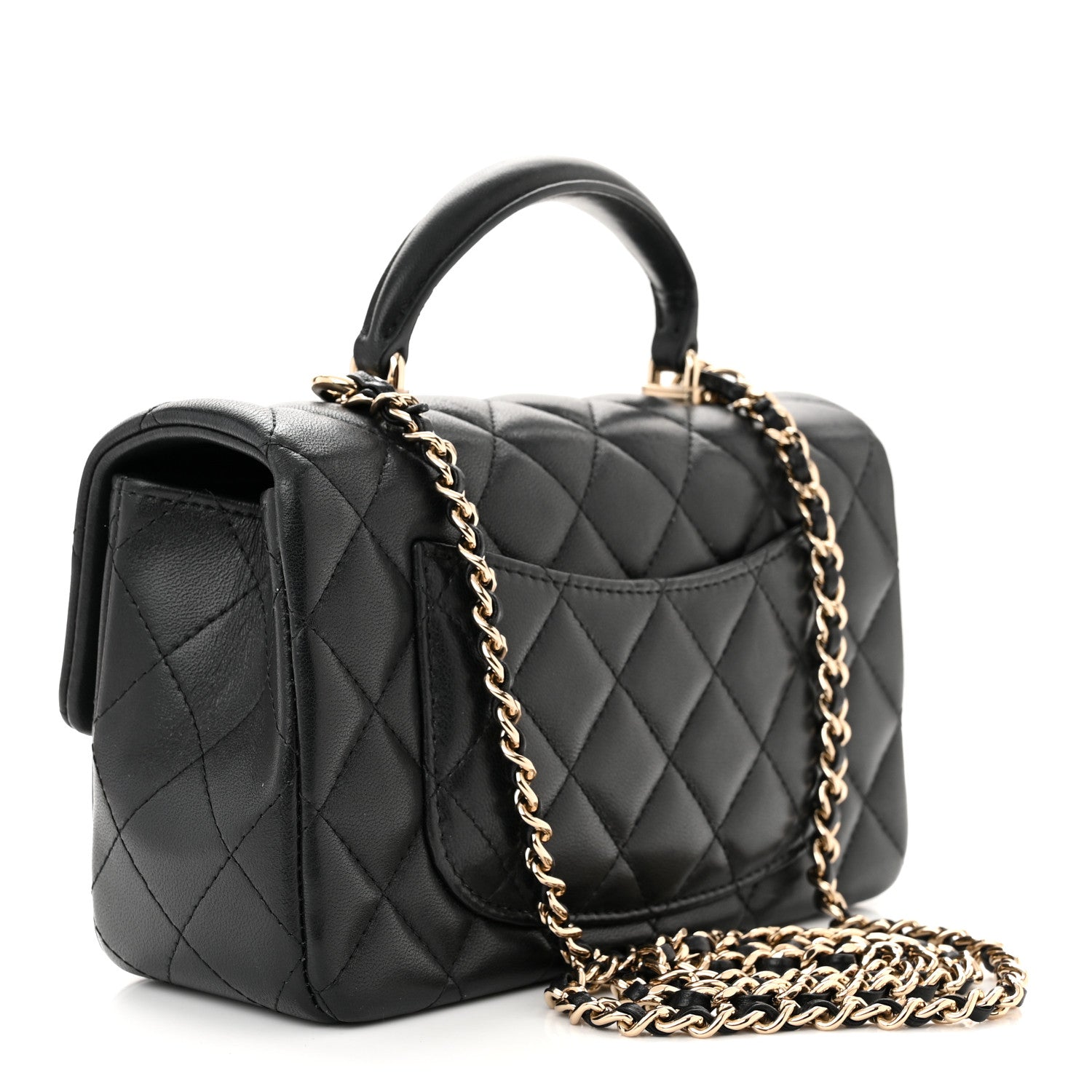 Chanel Lambskin Quilted Mini Top Handle Rectangular Flap Black 2 of 10