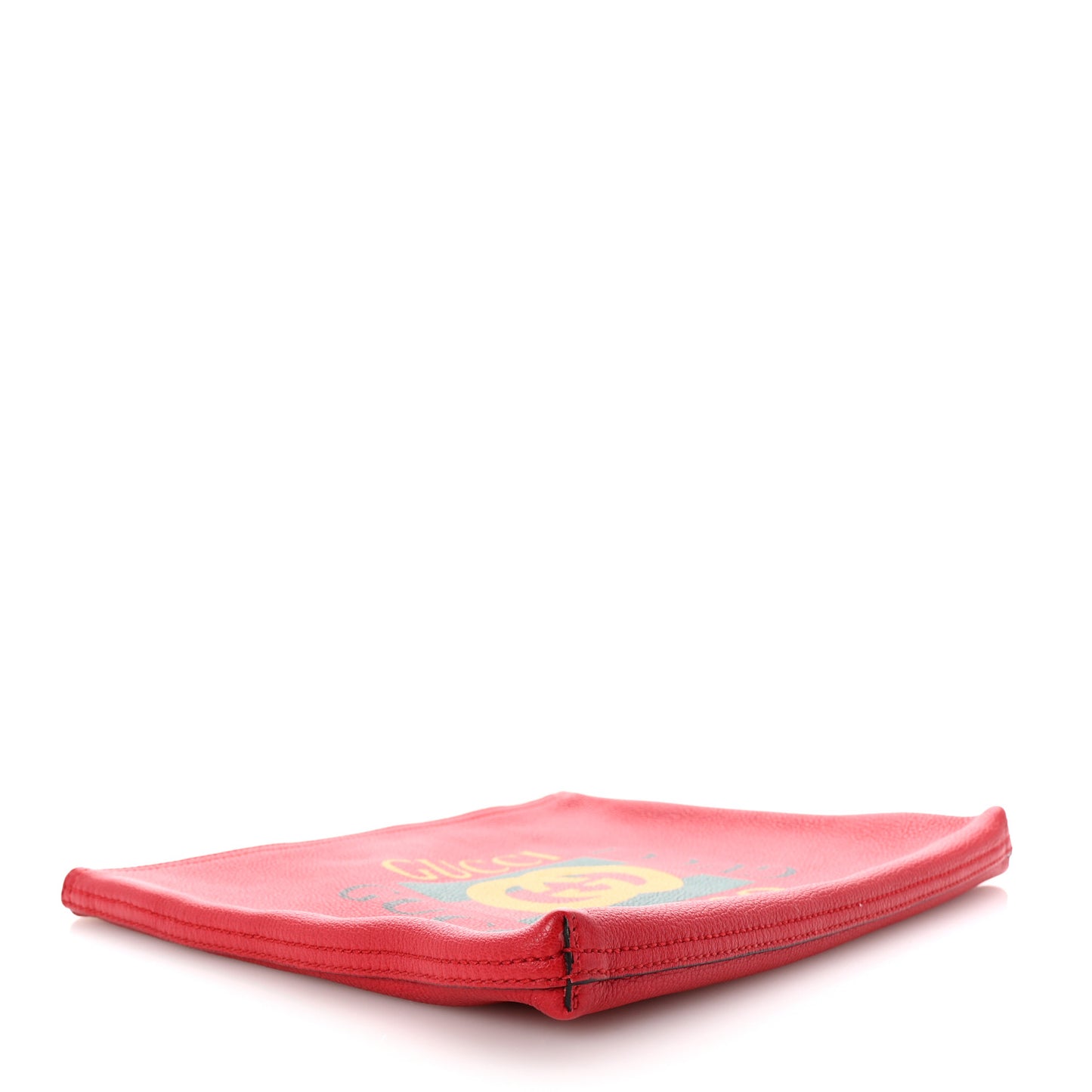 Pebbled Calfskin Medium Logo Portfolio Clutch Hibiscus Red