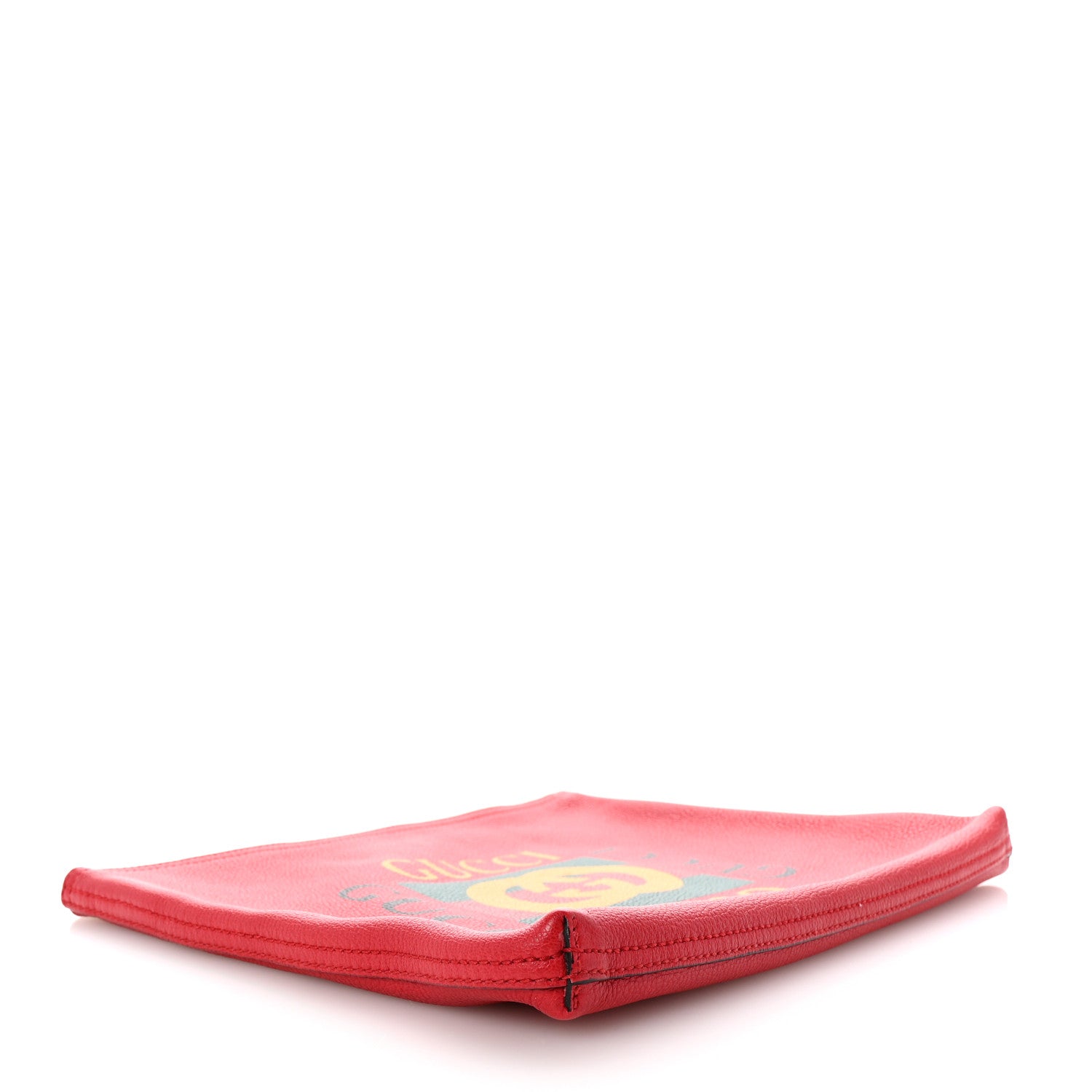 Gucci Pebbled Calfskin Medium Logo Portfolio Clutch Hibiscus Red 4 of 6