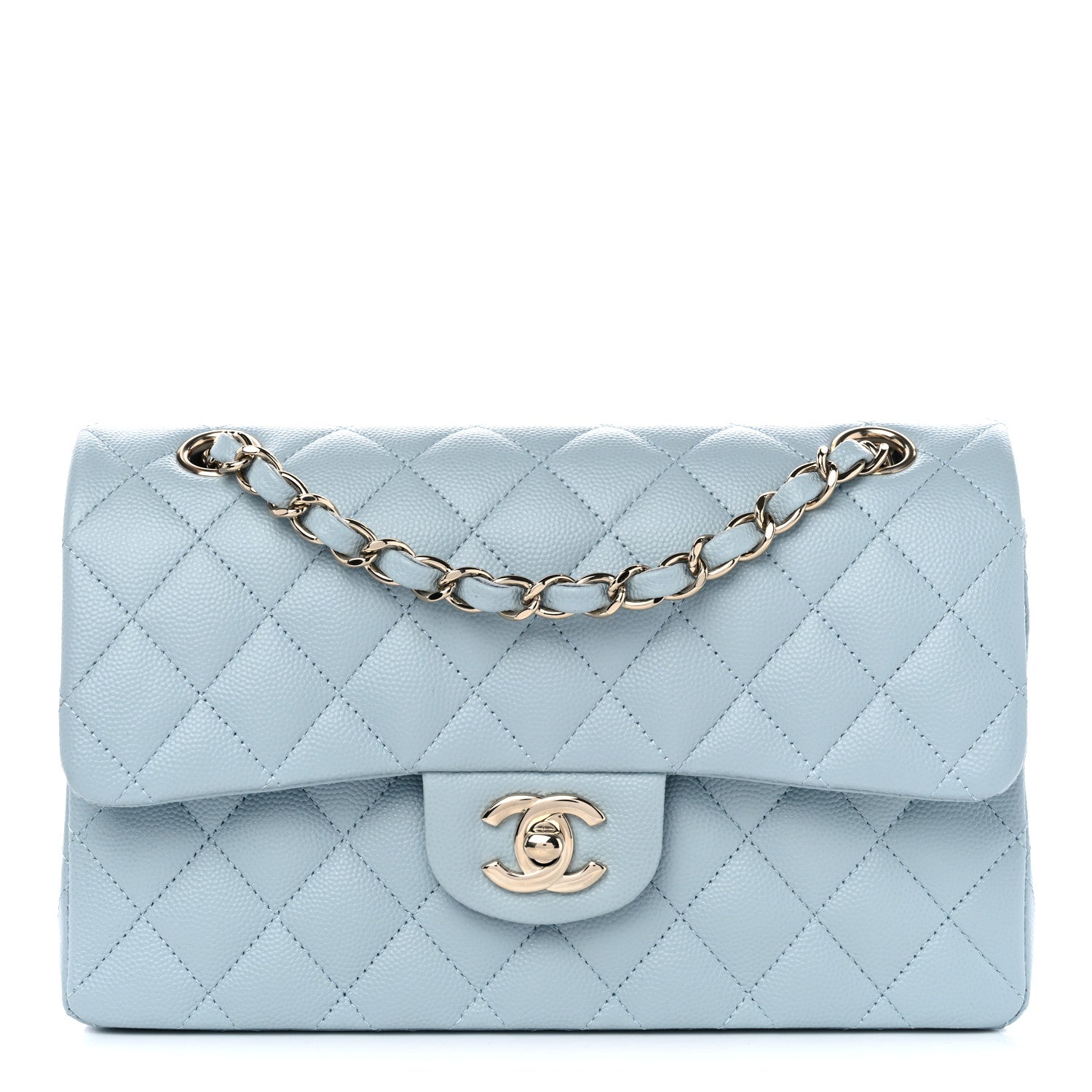 Chanel Caviar Quilted Small Double Flap Light Blue 1 of 12