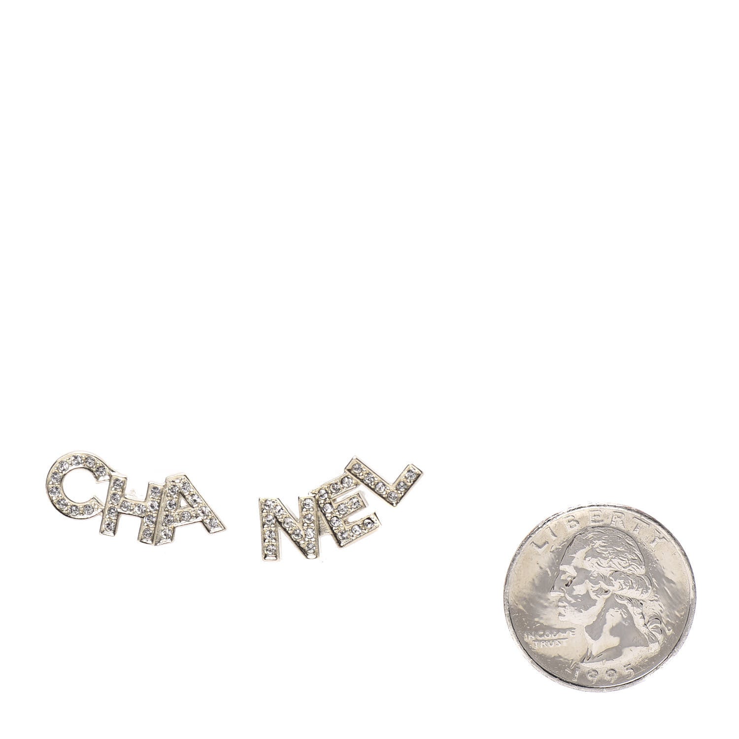 Chanel Crystal Pearl Signature Stud Earrings Gold 2 of 5