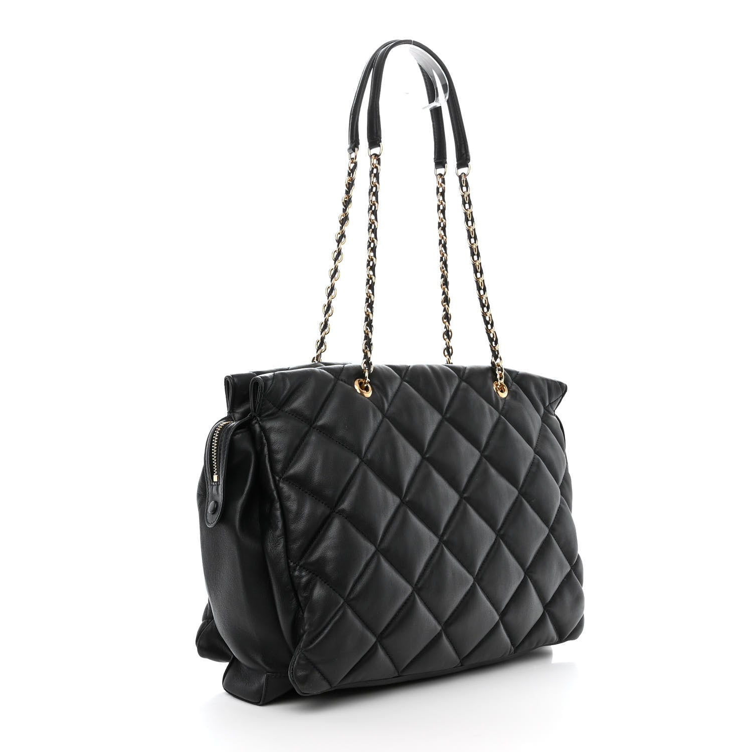 Salvatore Ferragamo Calfskin Quilted Vara Bow Chain Tote Black 3 of 13