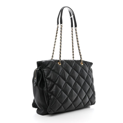 Salvatore Ferragamo Calfskin Quilted Vara Bow Chain Tote Black 3 of 13
