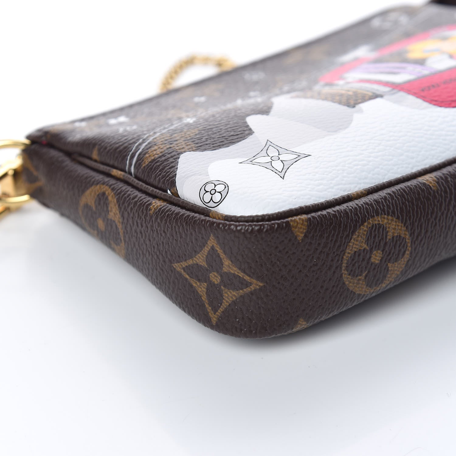 Louis Vuitton Monogram 2019 Christmas Animation Mini Courchevel Pochette Accessories Fuchsia 8 of 10