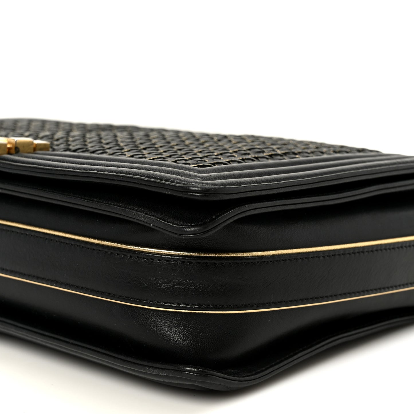 Braided Sheepskin Large Boy Reverso Flap Black