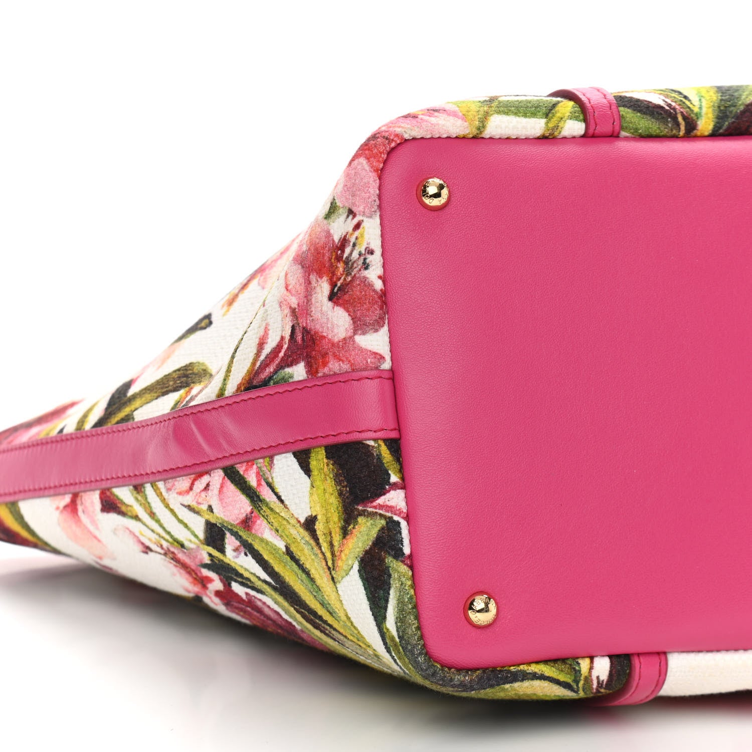 Dolce & Gabbana Canvas Floral Printed Escape Tote Pink 8 of 15