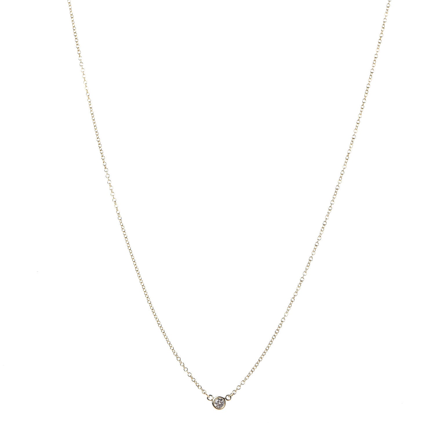 Tiffany 18K Yellow Gold Diamond .03ct Elsa Peretti Diamonds by the Yard Pendant Necklace 1 of 7
