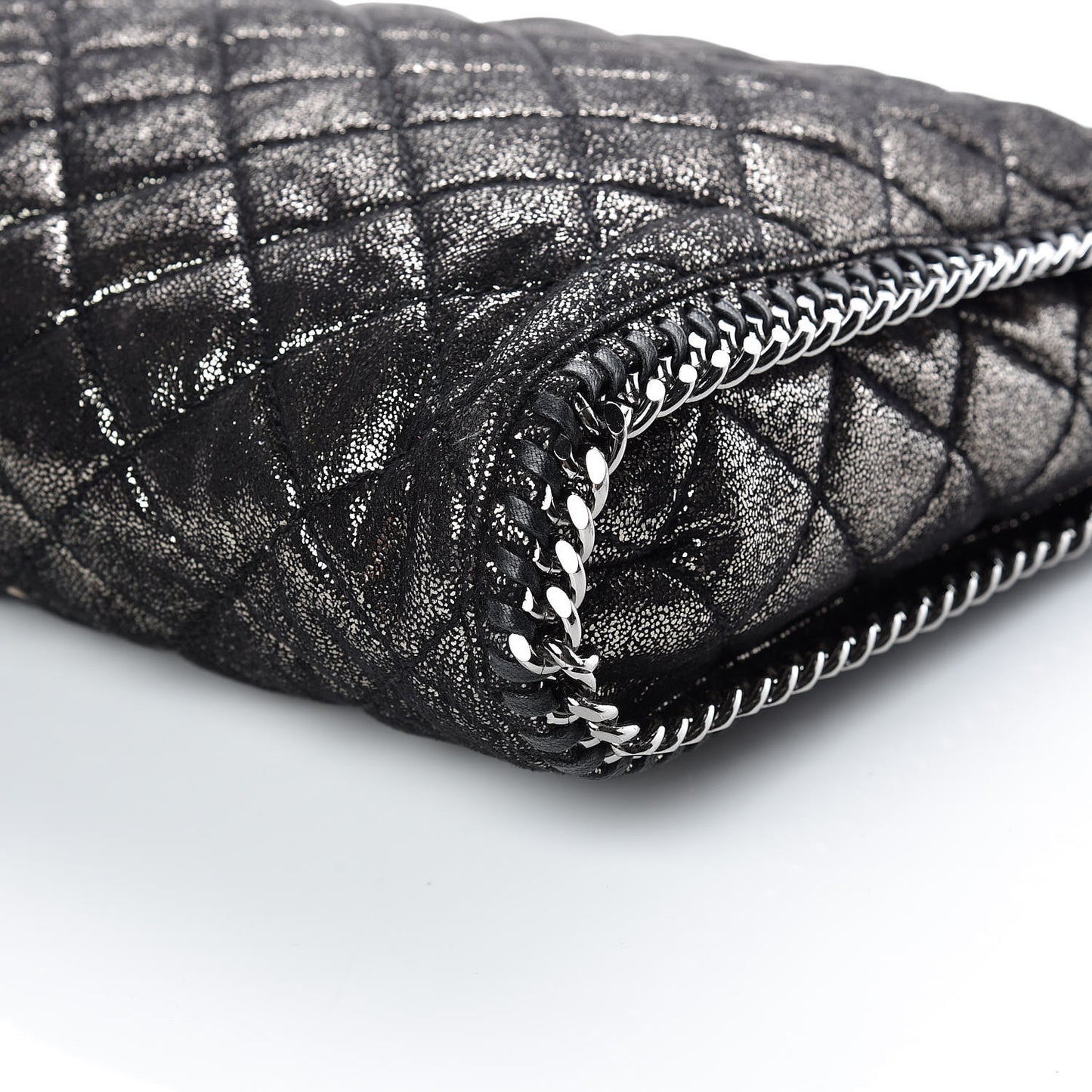Metallic Quilted Small Falabella Tote Black