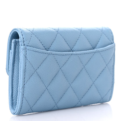 Chanel Caviar Quilted Flap Card Holder Wallet Light Blue 3 of 9