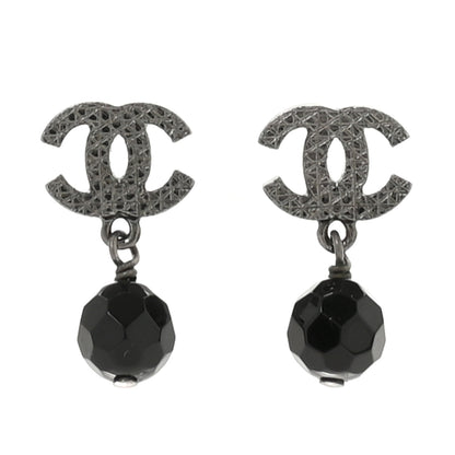 Chanel Beaded CC Drop Earrings Ruthenium Black 1 of 3