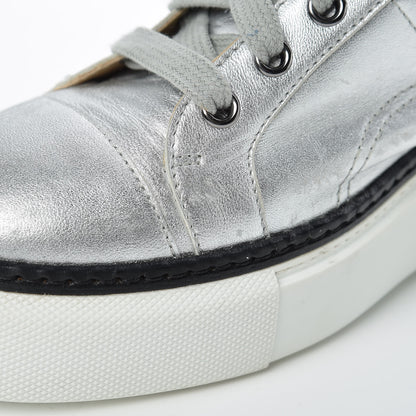 Hermes Metallic Nappa Polo Sneakers 38 Argent Black 14 of 17