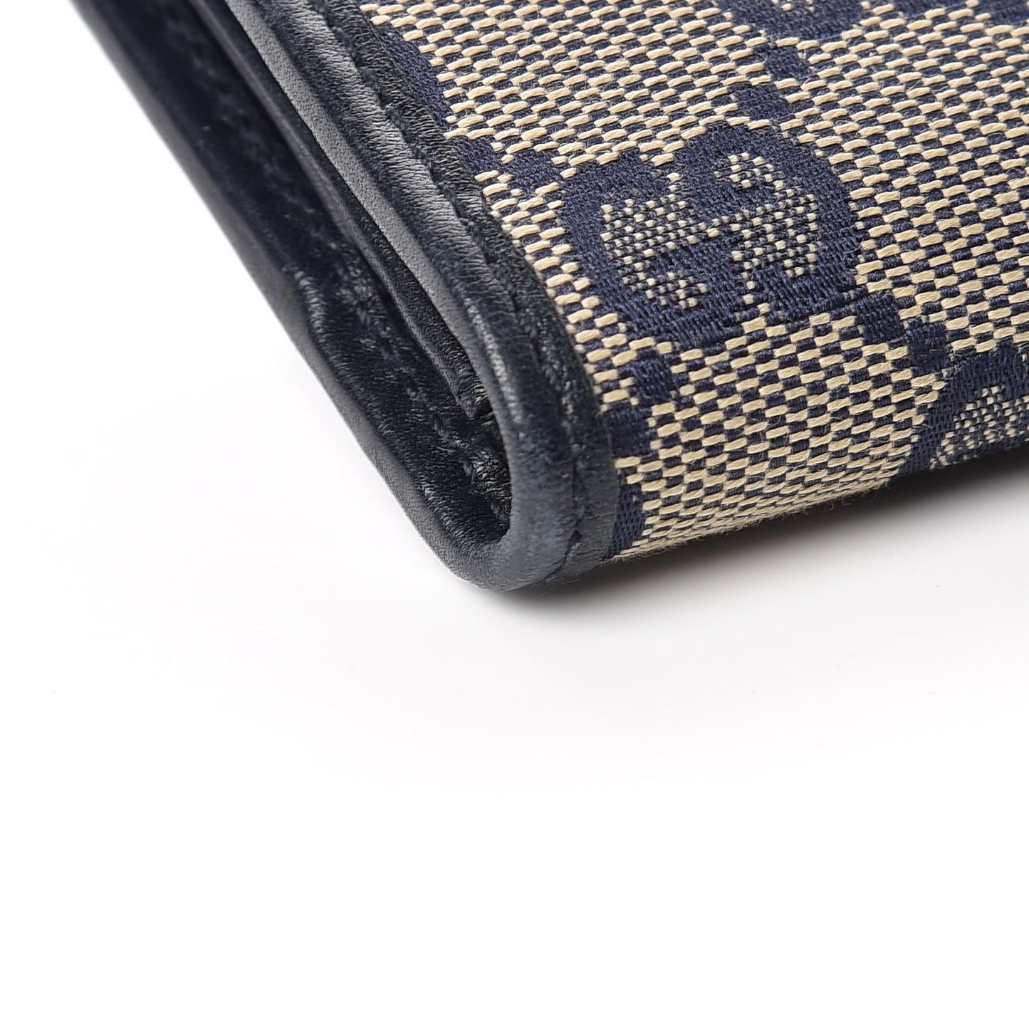Monogram Calfskin Ladies Web Continental Wallet Beige Blue