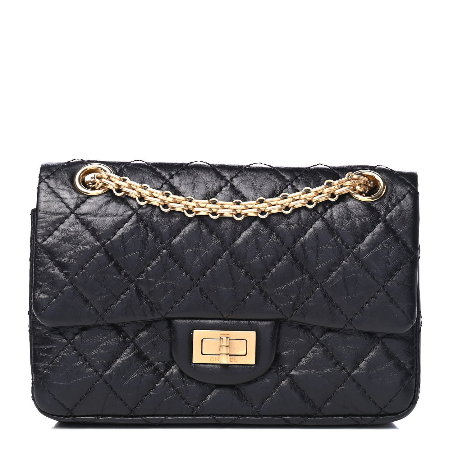 Aged Calfskin Quilted 2.55 Reissue Mini Flap Black