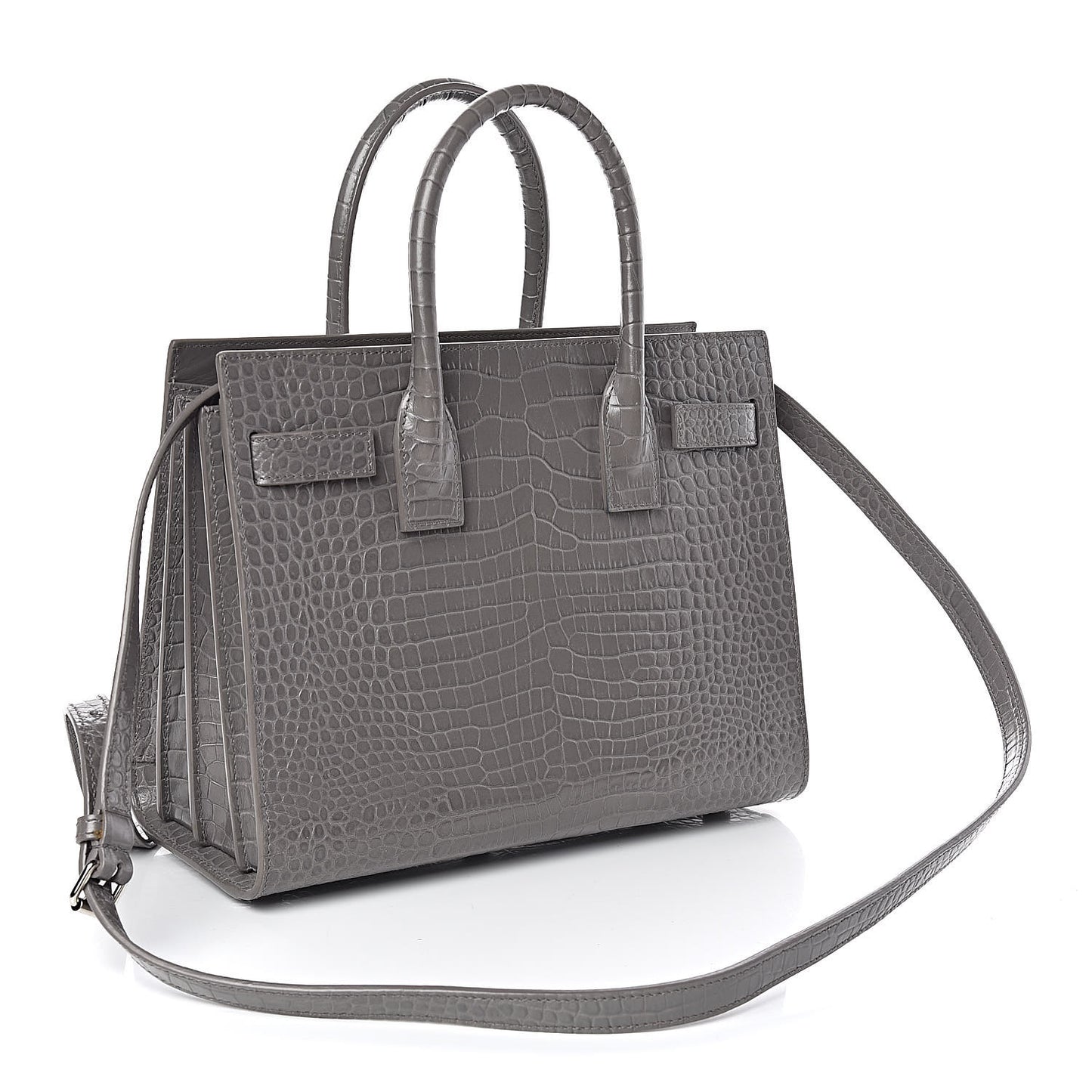 Calfskin Crocodile Embossed Baby Sac De Jour Fog