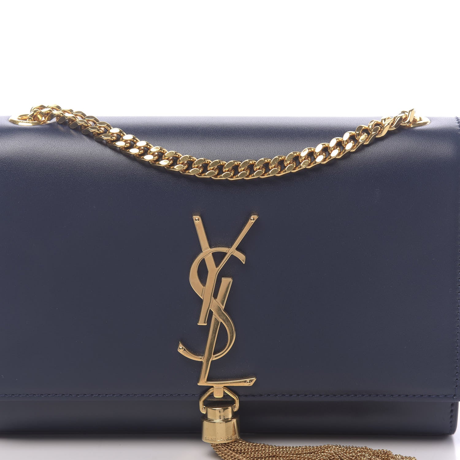 Saint Laurent Calfskin Small Classic Monogram Kate Tassel Satchel Blue 7 of 9