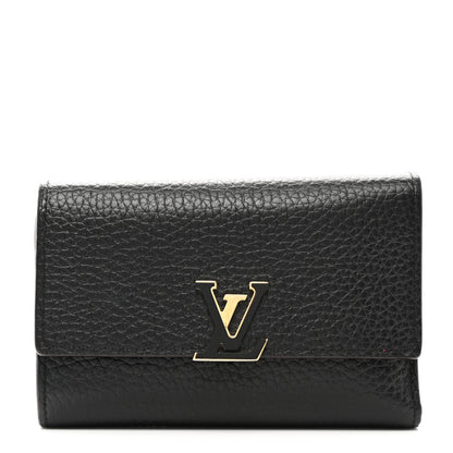 Louis Vuitton Taurillon Capucines Compact Wallet Black 1 of 8
