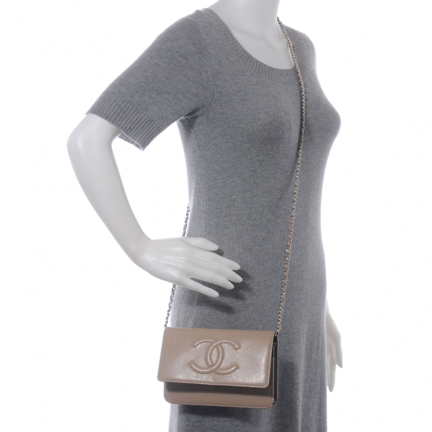 Chanel Caviar Wallet on Chain WOC Beige 2 of 8