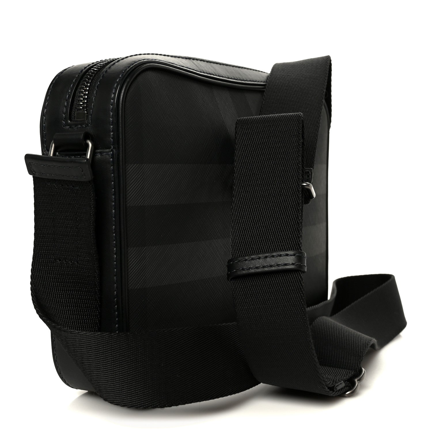 Burberry Coated Canvas Calfskin Check Muswell Bag Charcoal 3 of 11