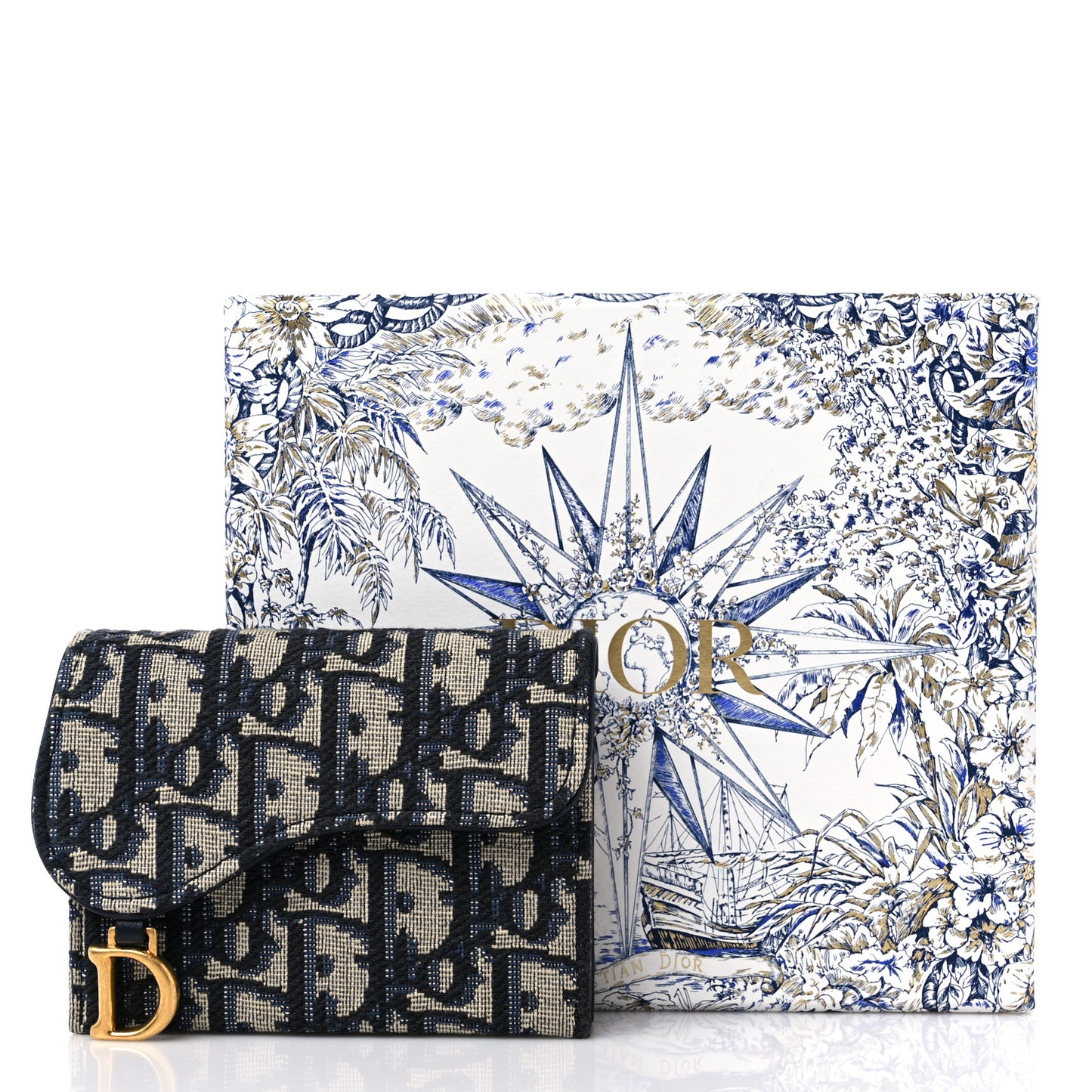 Oblique Saddle 5-Gusset Card Holder Blue