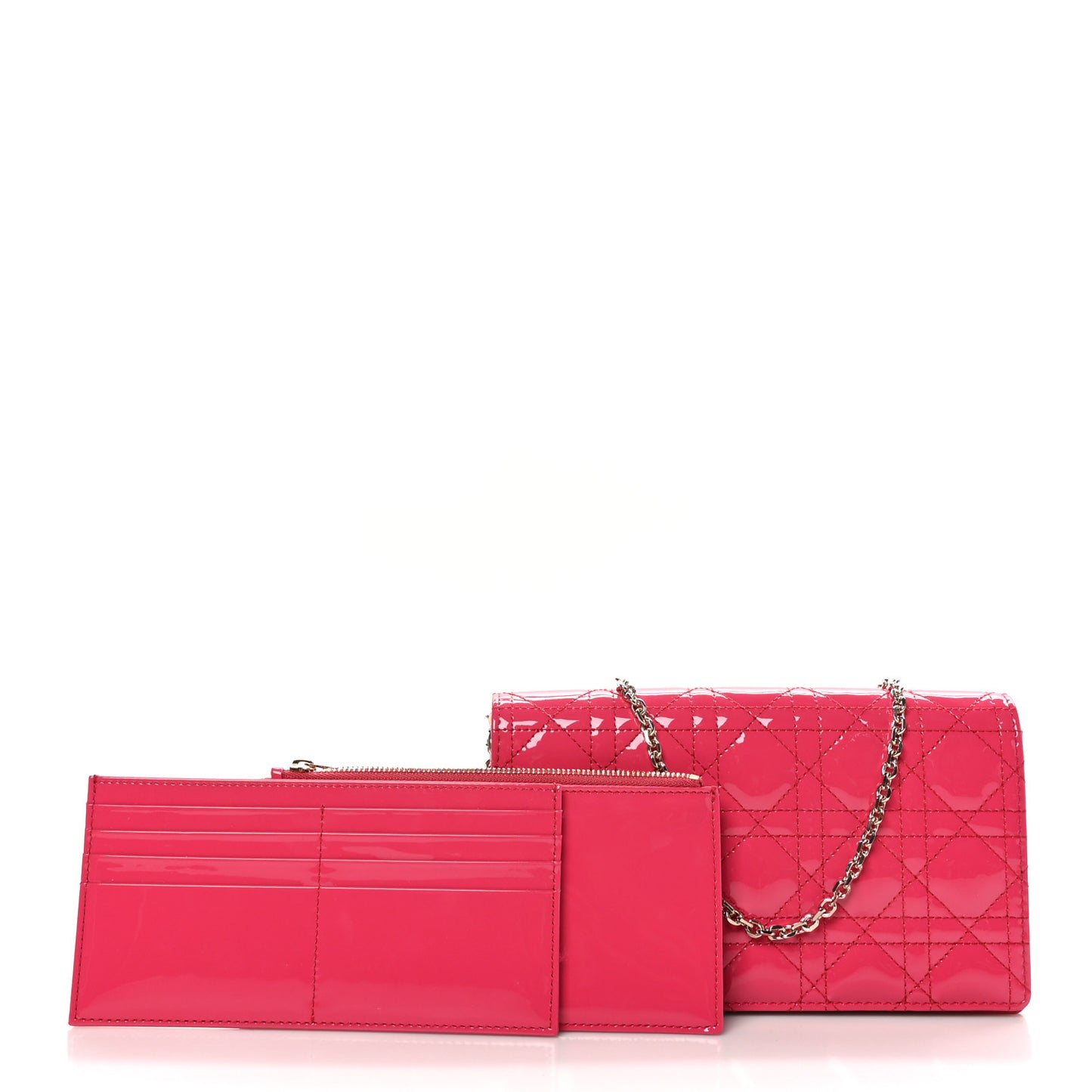 Patent Cannage Lady Dior Convertible Clutch Fuchsia