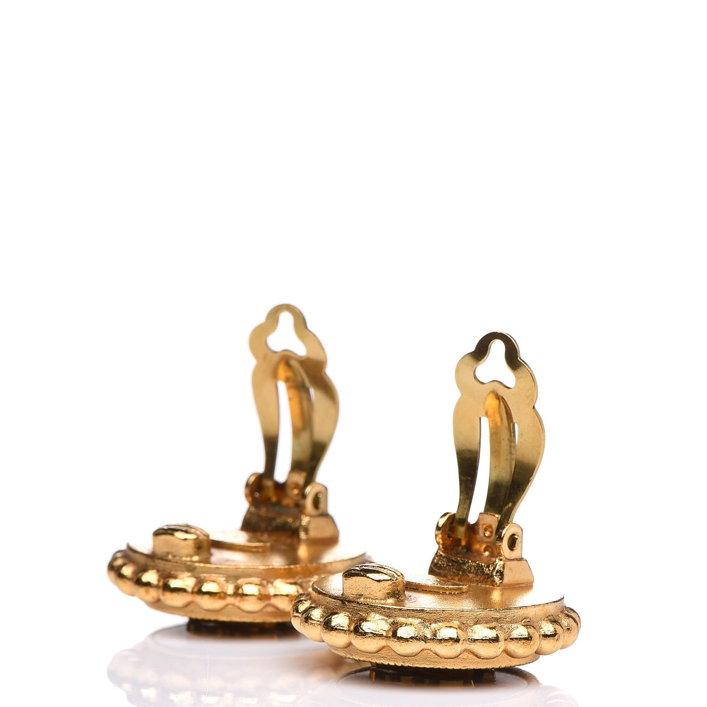 Enamel CC Clip On Earrings Black Gold